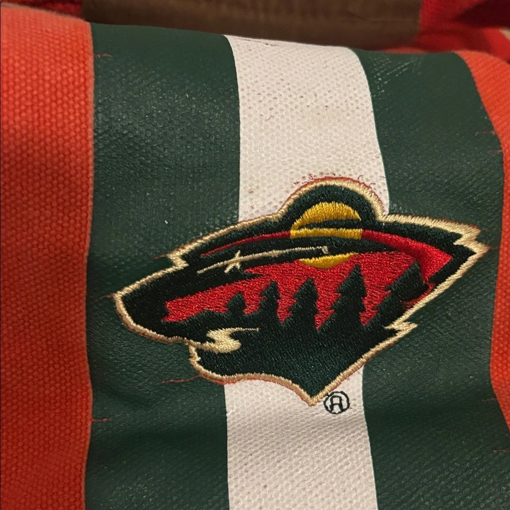 Nostalgic Minnesota Wild Hockey Duffel Bag with Red Straps Sports Fan